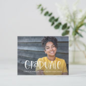 Two Photo | Whimsical Typography Graduation Announcement Postcard (Standing Front)
