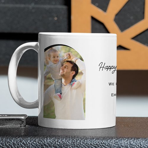 Two Photo Window with Text Fathers Day White Coffee Mug