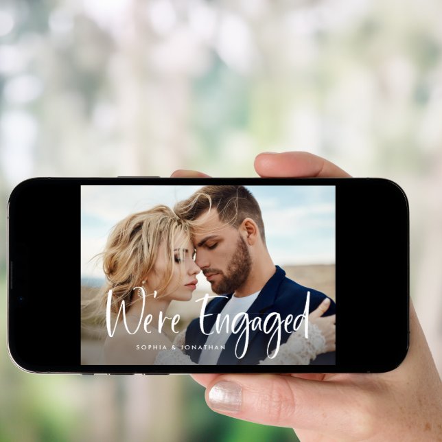 Two Photo with Modern Script | Engagement Party Invitation (Front Digital)