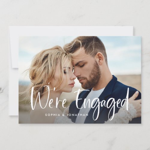 Two Photo with Modern Script  Engagement Party Invitation