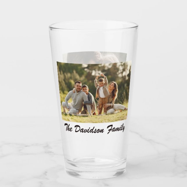 Two Photos and Personalized 16oz Pint Glass (Front)