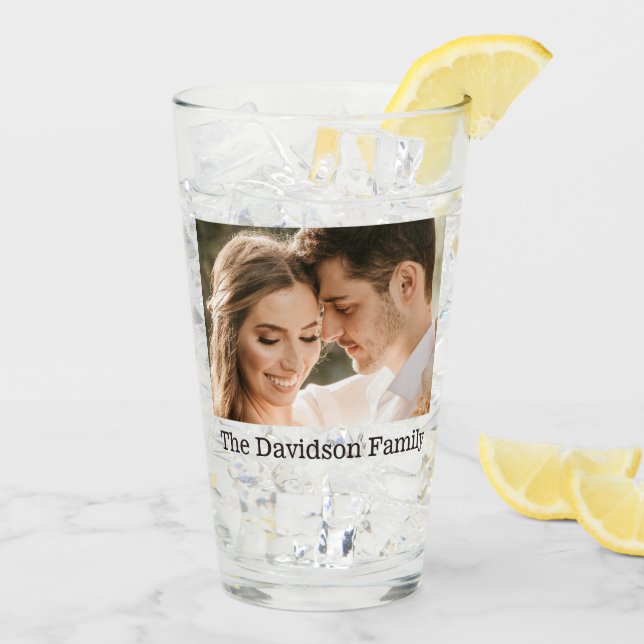 Two Photos and Personalized 16oz Pint Glass (Back Ice)