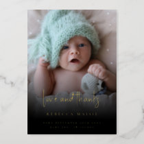 Two Photos Black Foil Birth Announcement