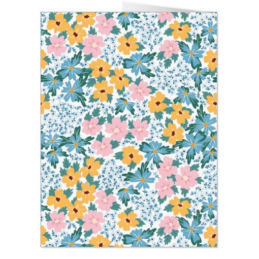 Two Photos Blue Floral Happy Birthday Grandma Big Card | Zazzle