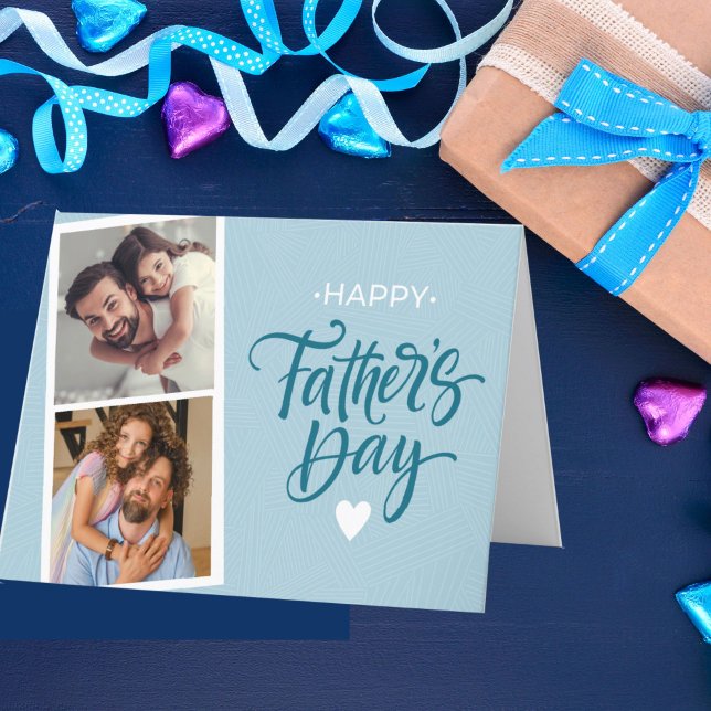 Two Photos Father's Day Holiday Card (Two Photo Father's Day card)