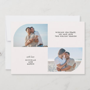 TWO PHOTOS HALF ARCH SIMPLE CHRISTMAS HOLIDAY  CARD
