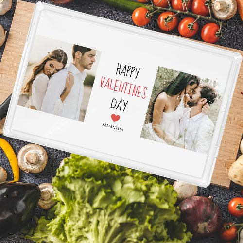 Two Photos  Happy Valentines Day  Couple Gift Acrylic Tray