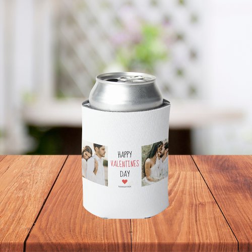 Two Photos  Happy Valentines Day  Couple Gift Can Cooler