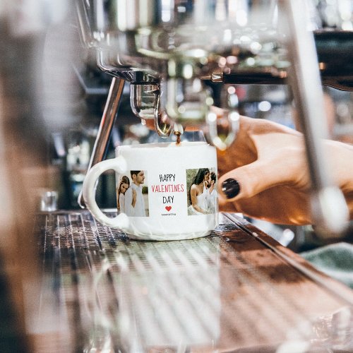 Two Photos  Happy Valentines Day  Couple Gift Espresso Cup