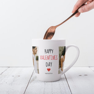 Two Photos   Happy Valentines Day   Couple Gift Latte Mug