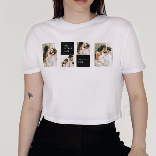 Two Photos  Happy Valentines Day  Couple Gift T_ T_Shirt