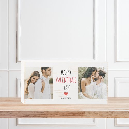 Two Photos  Happy Valentines Day  Couple Gift Wooden Box Sign
