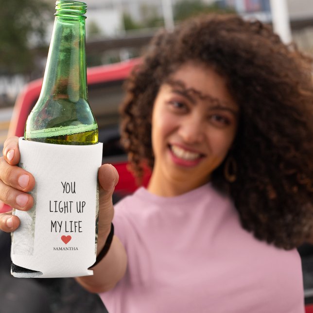 Two Photos | Happy Valentines Day | Romantic Quote Can Cooler (Creator Uploaded)