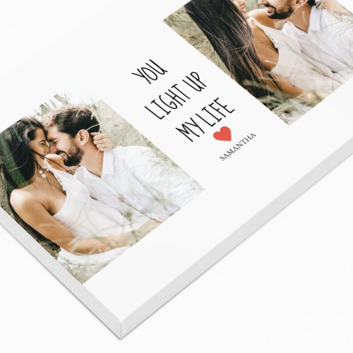 Two Photos  Happy Valentines Day  Romantic Quote Canvas Print