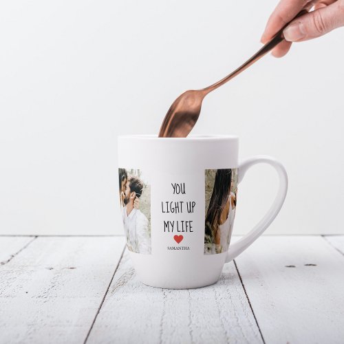 Two Photos  Happy Valentines Day  Romantic Quote Latte Mug