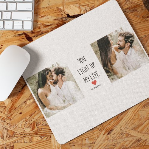 Two Photos  Happy Valentines Day  Romantic Quote Mouse Pad