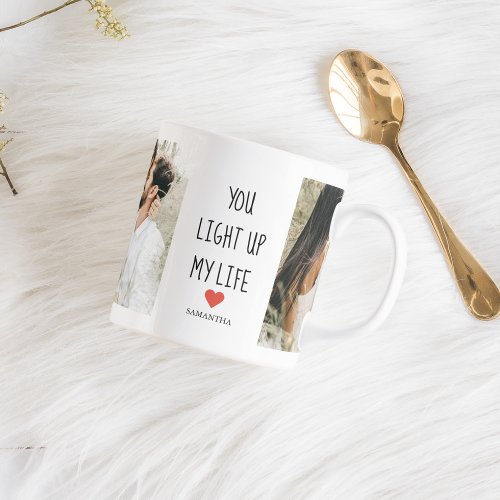 Two Photos  Happy Valentines Day  Romantic Quote Mug