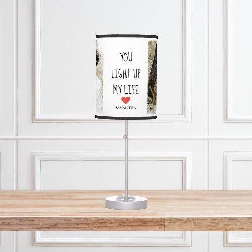 Two Photos  Happy Valentines Day  Romantic Quote Table Lamp