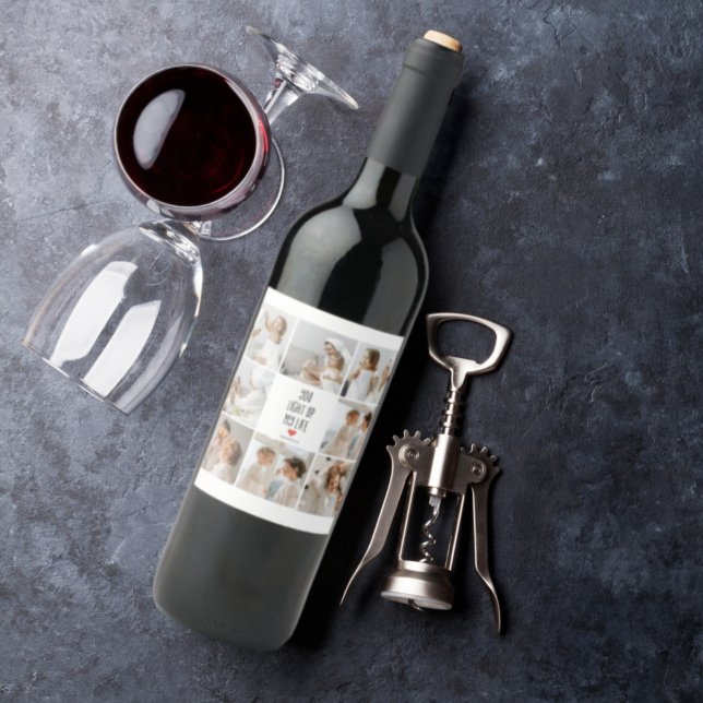 Two Photos | Happy Valentines Day | Romantic Quote Wine Label (Creator Uploaded)