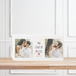 Two Photos Happy Valentines Day Romantic Quote Wooden Box Sign