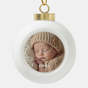 Two Photos Minimalist Baby First Christmas Ceramic Ball Christmas Ornament
