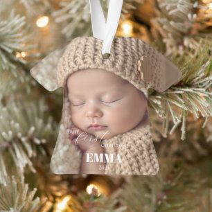 Two Photos Minimalist Baby First Christmas Ornament