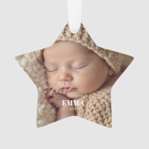 Two Photos Minimalist Baby First Christmas Ornament