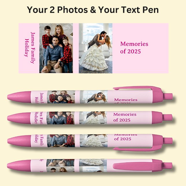 TWO Photos, Name Date, your Text on Pink Pen (Creator Uploaded)