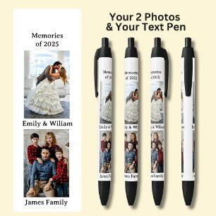 TWO Photos, Name Date, your Text on White, Black Pen