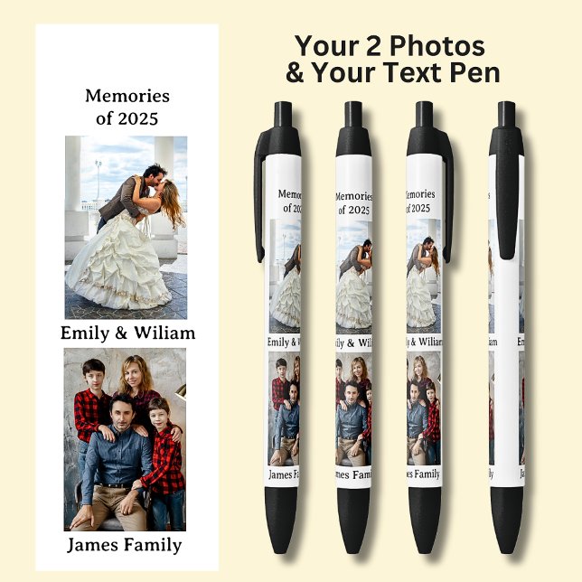 TWO Photos, Name Date, your Text on White, Black Pen (Creator Uploaded)