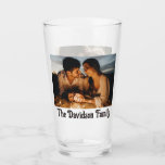 TWO Photos Personalized 16oz Pint Glass<br><div class="desc">Custom pint glass featuring your photos with personalized name or message on decorative serif typography on both sides! Test it out to see how it looks on this page! Upload your photos and edit the text by clicking "Personalize". Made with top quality Libbey barware. 16 ounces.</div>