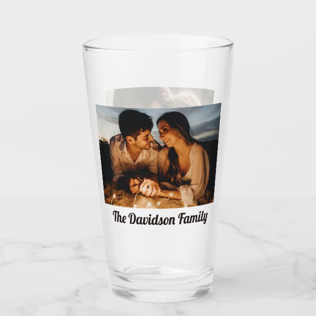 Two Photos Personalized Custom 16oz Pint Glass (Front)