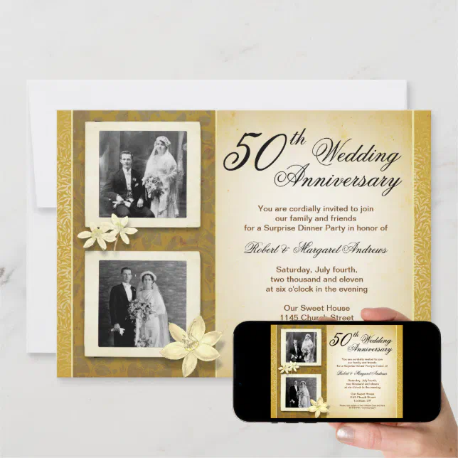 two photos wedding anniversary invitations | Zazzle