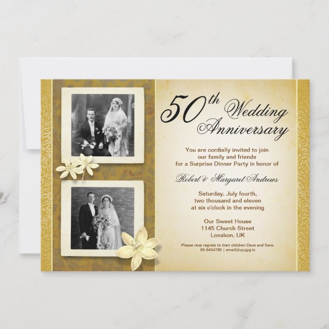 two photos wedding anniversary invitations (Front)
