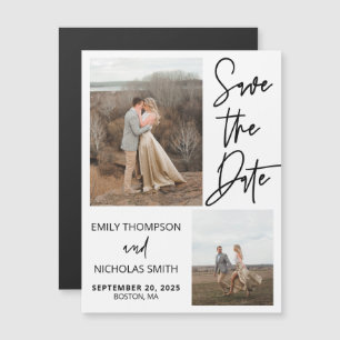 Two Picture Save the Date Magnets in Black