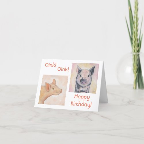 Two Piglets birthday card