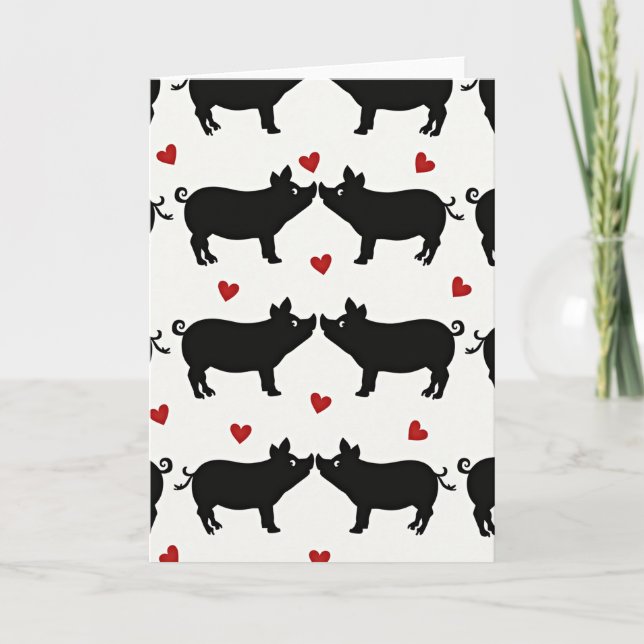 Two Pigs In Love Card (Front)