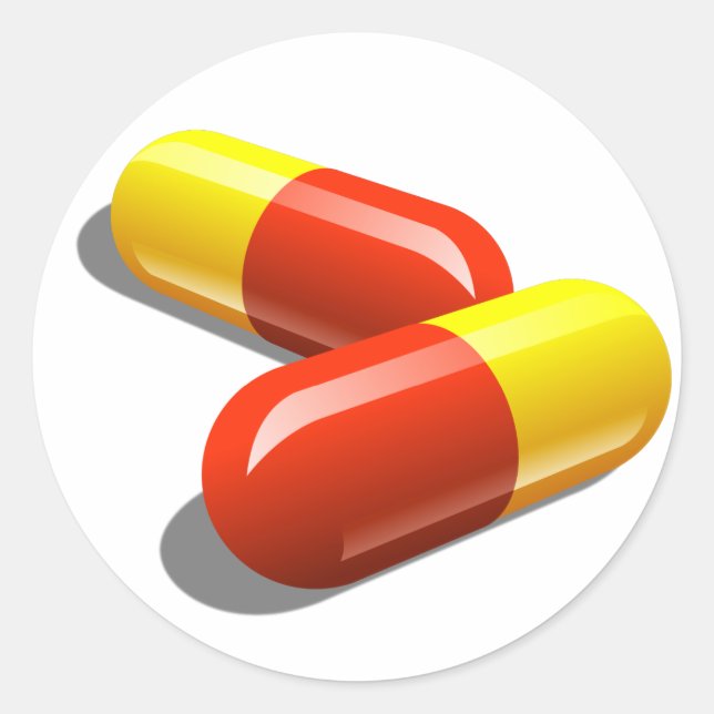Two Pills Classic Round Sticker (Front)