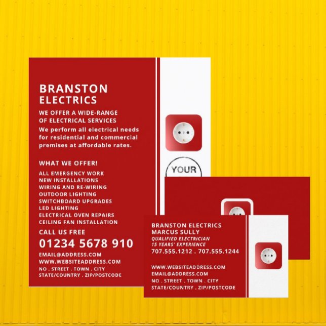 Two Pin Power Socket, Electrician Business Card (Creator Uploaded)