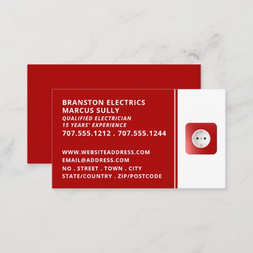 Two Pin Power Socket Electrician Business Card