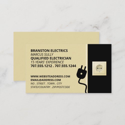 Two Pin Power Socket  Plug Electrician Business Card