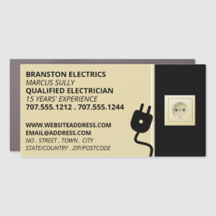 Two Pin Power Socket & Plug, Electrician Car Magnet