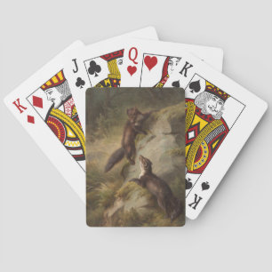 Two Pine Martens in a Forest Poker Cards
