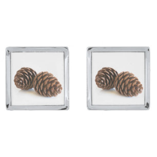 Two pinecones silver cufflinks