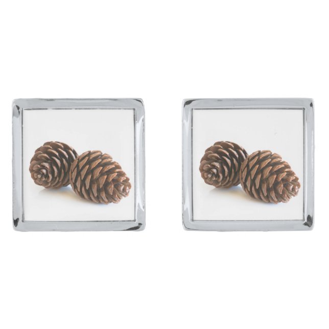 Two pinecones silver cufflinks (Front)