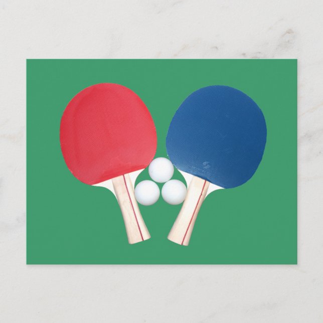 Two Ping Pong Paddles with Ping Pong Balls Postcard (Front)