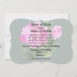 Two Pink and White Striped Geraniums Wedding Invitation