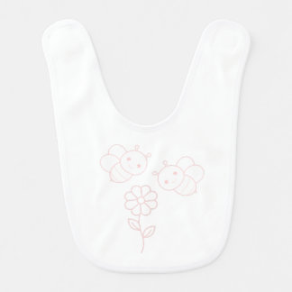 Two Pink Baby Bumblebees and One Pink Daisy  Baby Bib