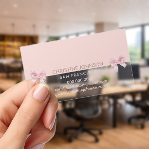 two pink bows design clear business cards