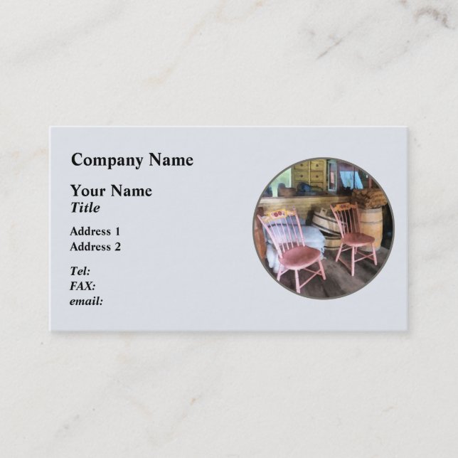 Two Pink Chairs In General Store Business Card (Front)